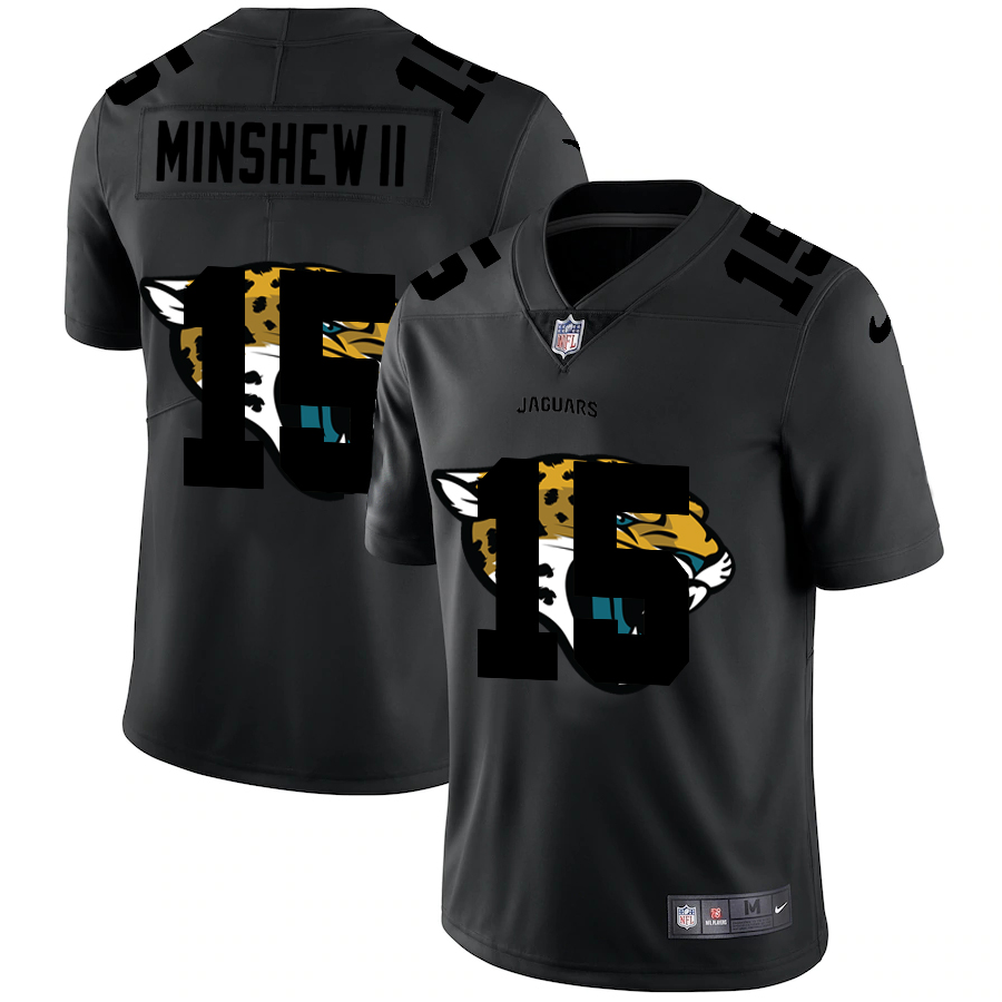 Men Nike Jacksonville Jaguars #15 Gardner Minshew II   Team Logo Dual Overlap Limited NFL Jersey Black